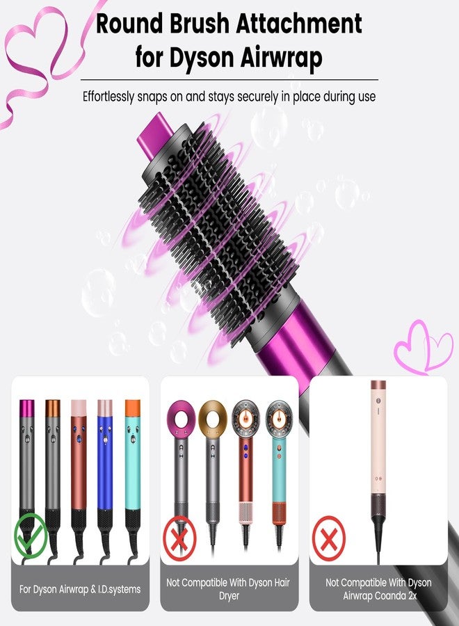 PUREGUST Upgraded 2.3inch Round Volumizing Brush Attachment Compatible with Dyson Airwrap HS01 HS05 HS08 Accessories, Upgraded Bristles for Dry Hair Add Volume Style Bangs Smooth Hair Rose - Image 2